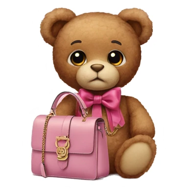 pink bow teddy bear solo with gucci bag sticker