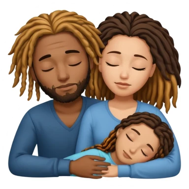 sleeping biracial couple (black male with caramel skin and dreads and hispanic female with fair skin and long brunette hair) sticker