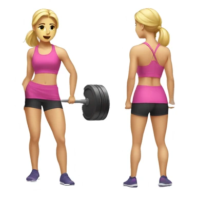 Blonde girl doing squats with barbell sticker