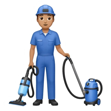 técnico de limpieza hombre sujetando una aspiradora de agua sticker
