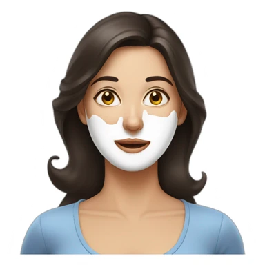 Brunette Woman with milk spilled on her face with satisfactory expression sticker
