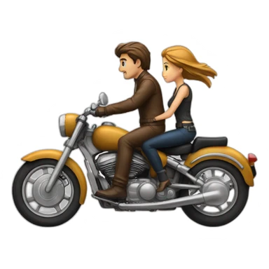 Motorcicle with a Man driving and a girl behind sticker