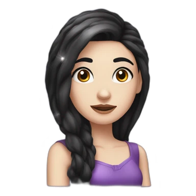 white girl with long black hair thick black eyebrow with magic sparkles who is a ux designer with a passion in AI sticker