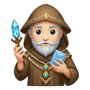 crystal druid character holding rune envelope sticker
