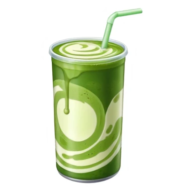 Iced matcha in a plastic can we can see the two color of mil and of matcha  sticker