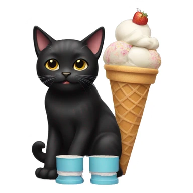 Black cat with ice cream cone sticker