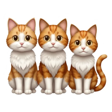 3 cats and each are different natural colours including brown tabby and white, calico, and ginger and white sticker