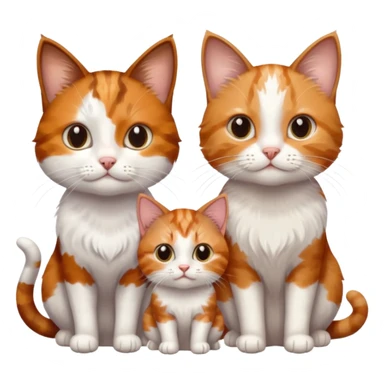 3 small cats each are different colours including a brown tabby and white, a patchy calico, and a ginger and white sticker