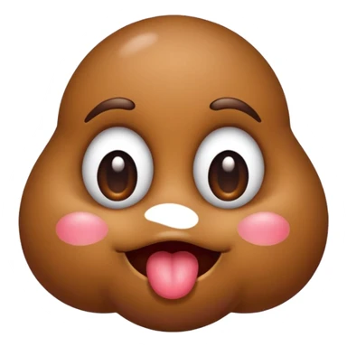 poop emoji with big eyes and a kiss mark on its cheek, cheerful and funny sticker