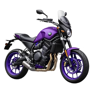 Créer un emoji copiable sur mon système iOS avec une moto mt07 noir mate nacré violet foncée. Mets une nuance intense de le violet foncée et le style de la mt07 doit être en roadster. Ok la couleur violet doit être iridescente sur le noir mat.  sticker
