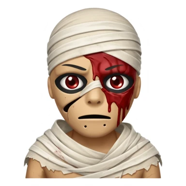 halloween mummy with blood stains semi-covered eyes sticker