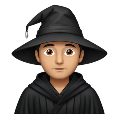 man in black robe with black pointy hat sticker