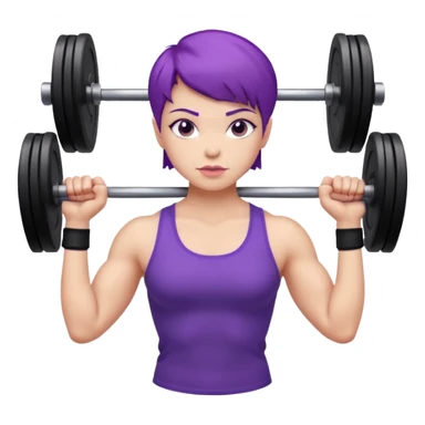 weight lifting female short purple hair sticker