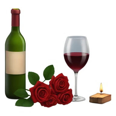 Hyper Realistic Romantic candlelit date,  red roses with bottle of wine  sticker