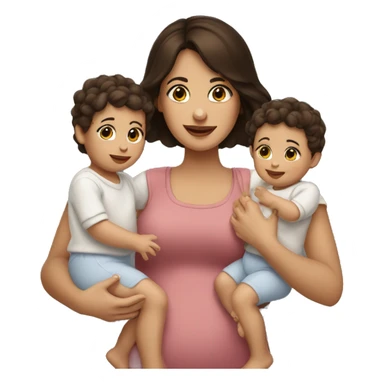 Brunette holding two babies sticker