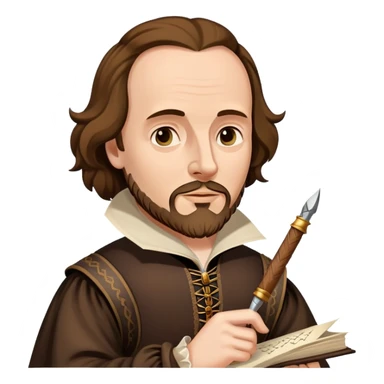 Shakespeare holding a quill pen writing a play sticker