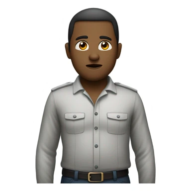 person standing with their arms in a akimbo stance. (arms on the hips) and with a serious face like he is waiting  sticker