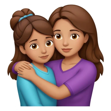 Hispanic mother and daughter brown hair hugging sticker