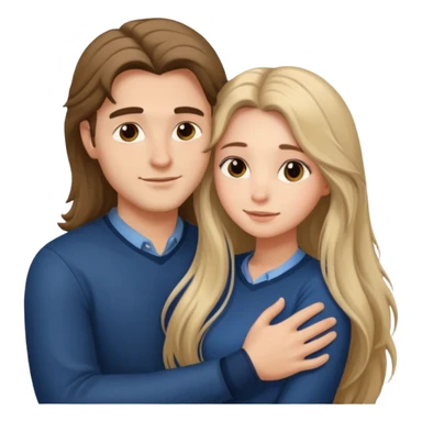 emoji ios 18 guy and girl are hugging, the girl has long beautiful hair, the guy looks respectable EMOJIS IOS 18 sticker
