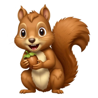 long toothed squirrel eats acorn, panicking in fear sticker