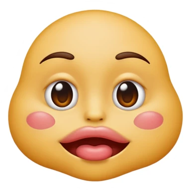 

I'd like an emoji with slightly squinty eyes, a mouth giving a tight kiss with little creases around the lips sticker