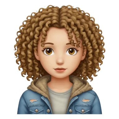 ios 18 emoji pretty girl with curly hair and poor clothes sticker