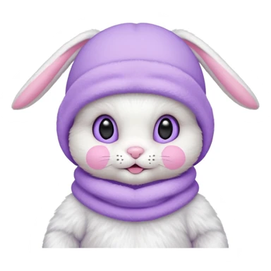 white baby bunny in a pastel lavender ski mask  sticker