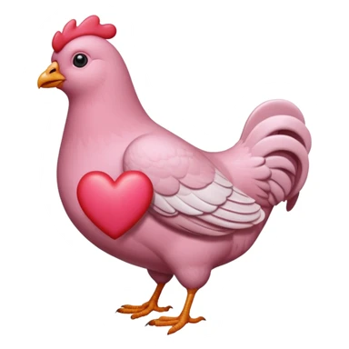 An pink pigeon eating heart shaped chicken  sticker