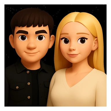 Make the girl's blouse wider while keeping the same 3D emoji style and her overall appearance as in the reference image. sticker