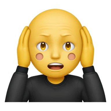 Frustrated smiley face covering their ears sticker