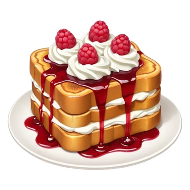Raspberry and whip cream French toast on plate  sticker