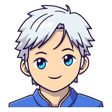 Satoru Gojo anime character with white hair and blue eyes sticker