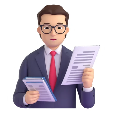 professional male accountant in suit reviewing documents sticker