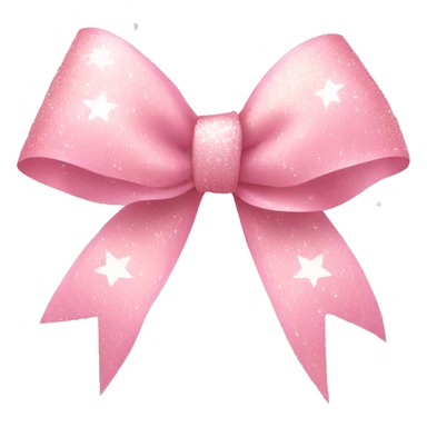 light pink ribbon bow, glitter, with shimmering stars on it sticker