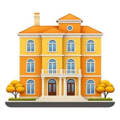 modern mansion, yellow and orange sticker