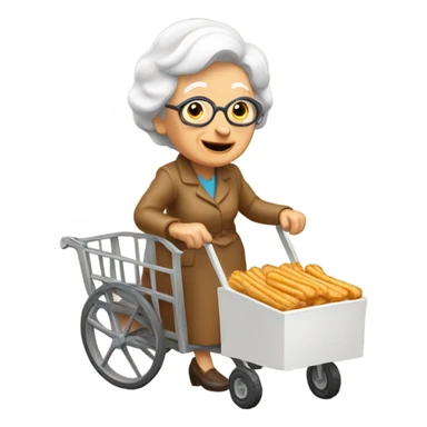 Tan old lady with a cart selling churros sticker