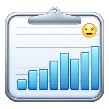 ios style emoji for report sheet consisting graph/ charts with sparkle around the report , no numbers or text sticker