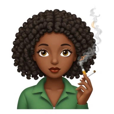 Black girl with eyelashes and curly hair smoking weed  sticker