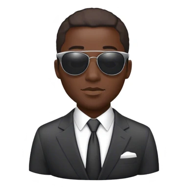 Dark-skinned African man with sunshades in an office background, wearing a suit.  sticker