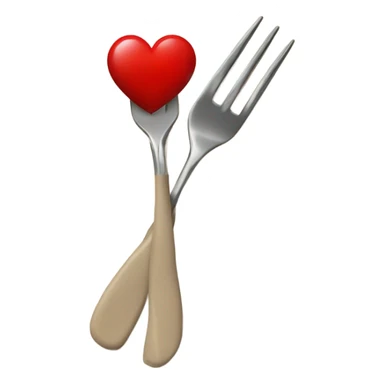 beige fork with broken red heart on its right  sticker