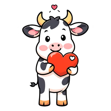 cow holding heart  sticker