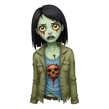 mulher zumbi cabelo liso preto sticker