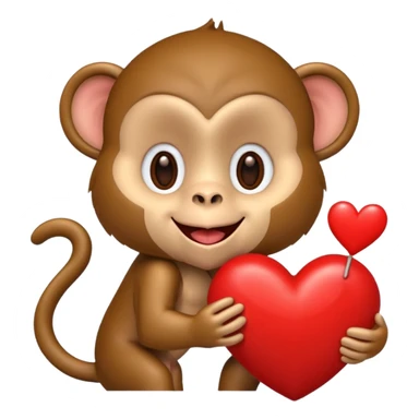 קוף שולח נשיקה על לב אדום באמצע שלו sticker