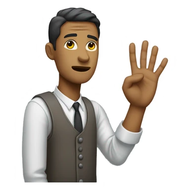 Generate a man holding his hand up telling somone to wait, and the person looks nervous sticker