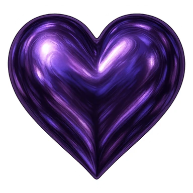 heart with a metallic violet finish, digital illustration sticker