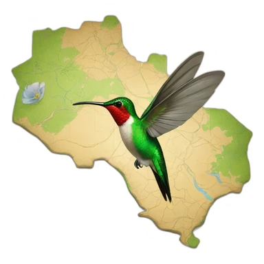 A hummingbird on the map of French Guiana sticker