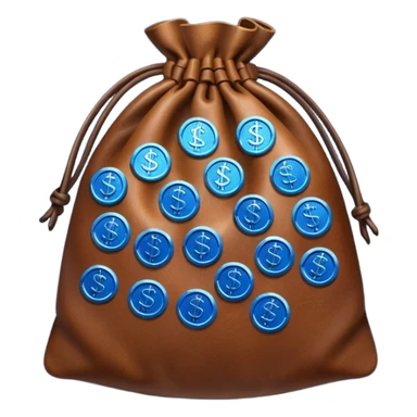 brown money bag of blue coins sticker