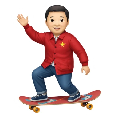 Xi_Jinping riding skate board sticker