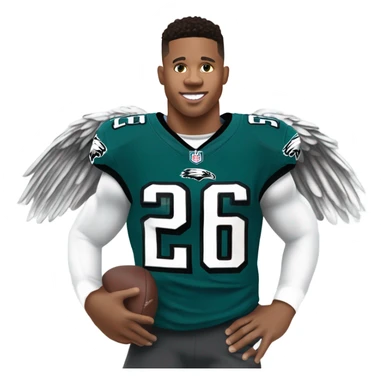 Philadelphia Eagles running back Saquon Barkley number 26 with bald eagle wings sticker