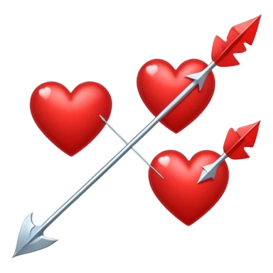 2 red hearts pierced by Cupid's arrow sticker